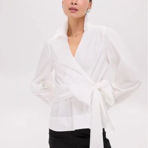 Tuckernuck White Wrap Blouse Medium